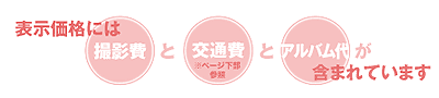 表示価格には撮影費と交通費とアルバム代が含まれています